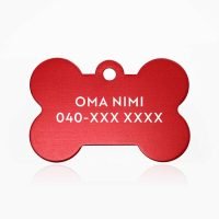 Koiran nimilaatta, pieni luu punainen