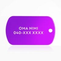 Koiran nimilaatta, tuntolevy violetti